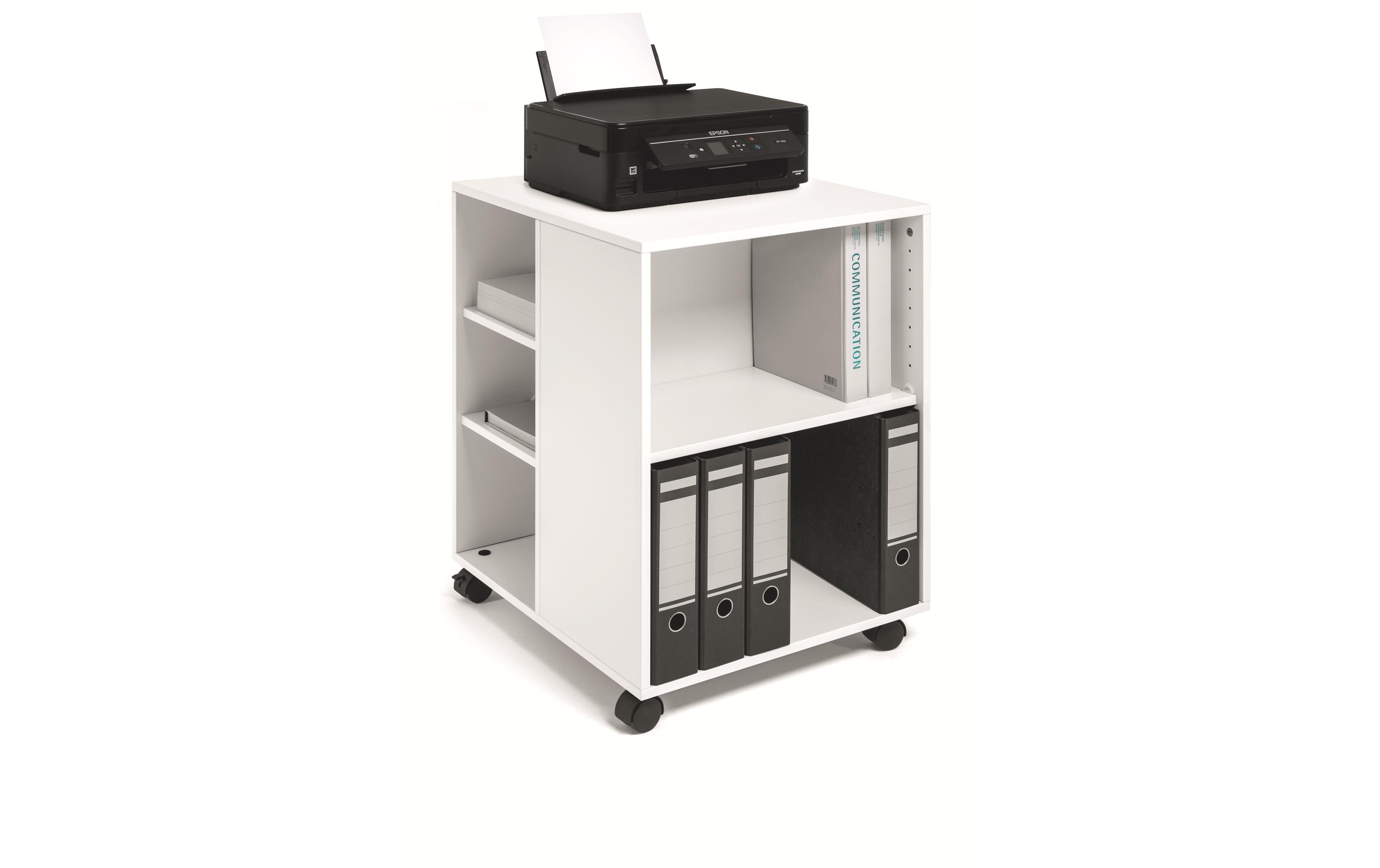 DURABLE Multifunktionswagen 74/59 3-seitig offen, 6 Böden, Weiss