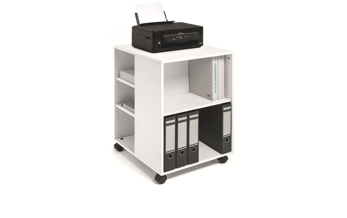 DURABLE Multifunktionswagen 74/59 3-seitig offen, 6 Böden, Weiss DURABLE Multifunktionswagen 74/59 3-seitig offen, 6 Böden, Weiss