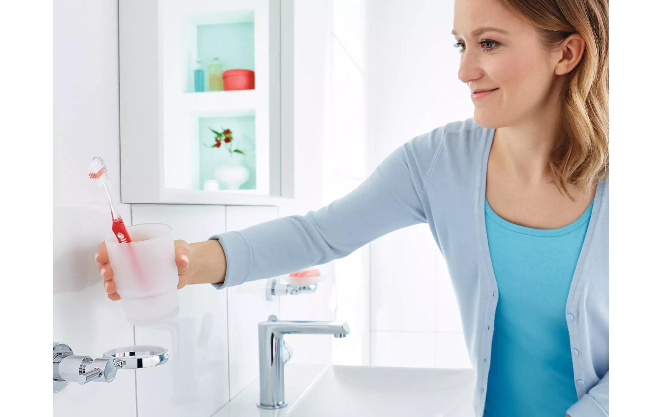 tesa Loxx Zahnbürstenhalter ohne Bohren, silber