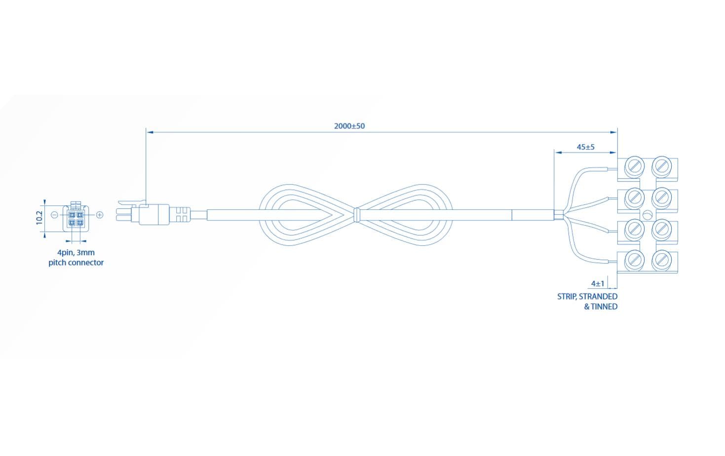 Teltonika Strom Kabel 4-Pin Microfit mit 4-Way Terminal Block, 1.5m Teltonika Strom Kabel 4-Pin Microfit mit 4-Way Terminal Block, 1.5m