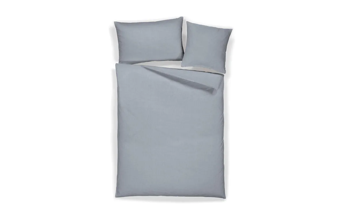 Home Fashion Duvetbezug Halbleinen uni stahlblau 200 x 210 cm