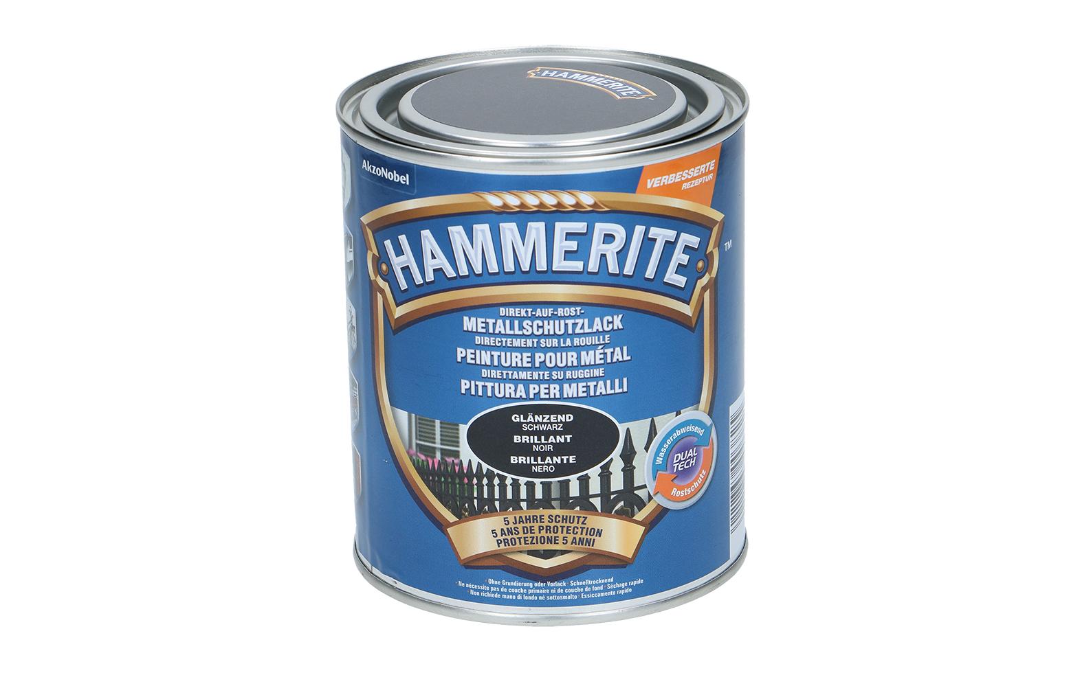 Hammerite Metall-Schutzlack HG Schwarz, 750 ml
