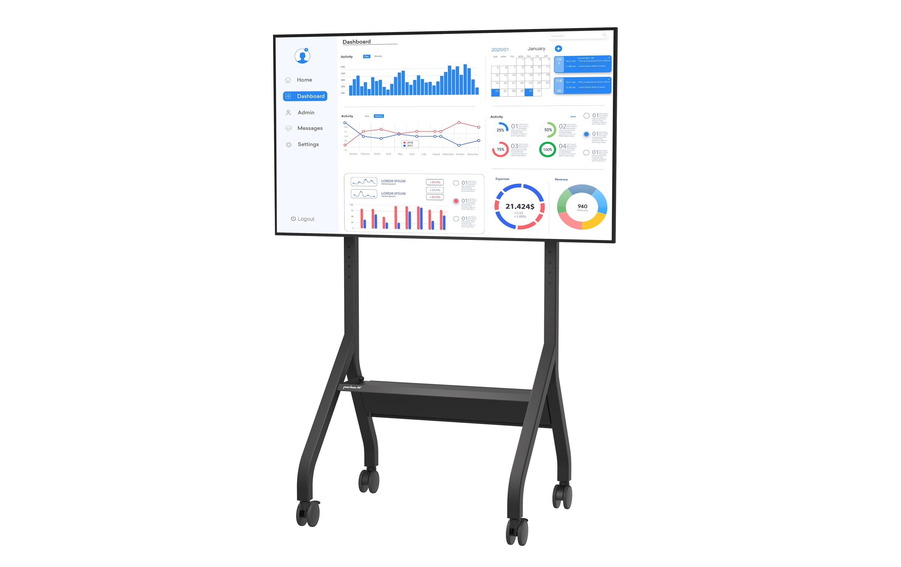 Peerless-AV Trolley SR860 43-75, Abdeckung mit Kabelführung