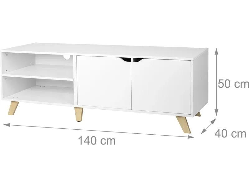 relaxdays TV-Möbel Vintage Style 140 cm, Weiss 60 Zoll relaxdays TV-Möbel Vintage Style 140 cm, Weiss 60 Zoll