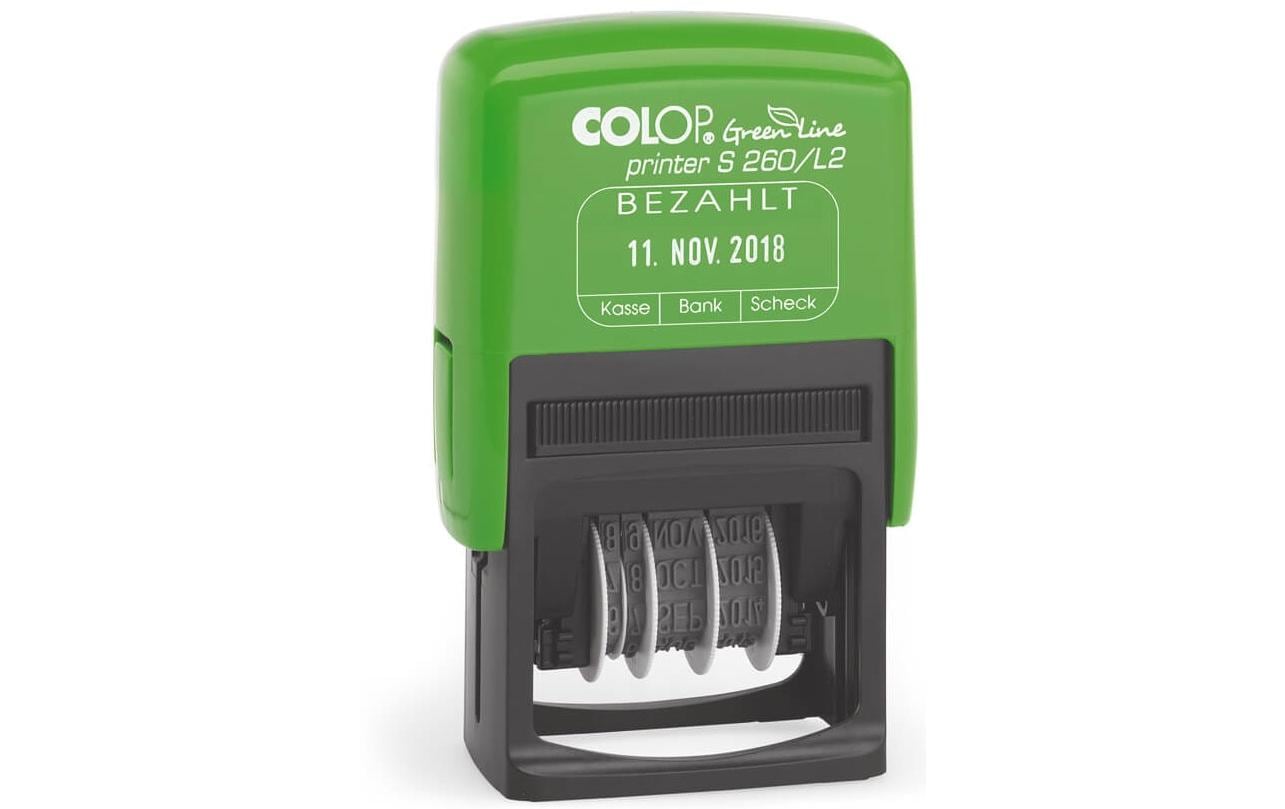Colop Wort- und Datumsstempel Green Line «Bezahlt», Blau / Rot
