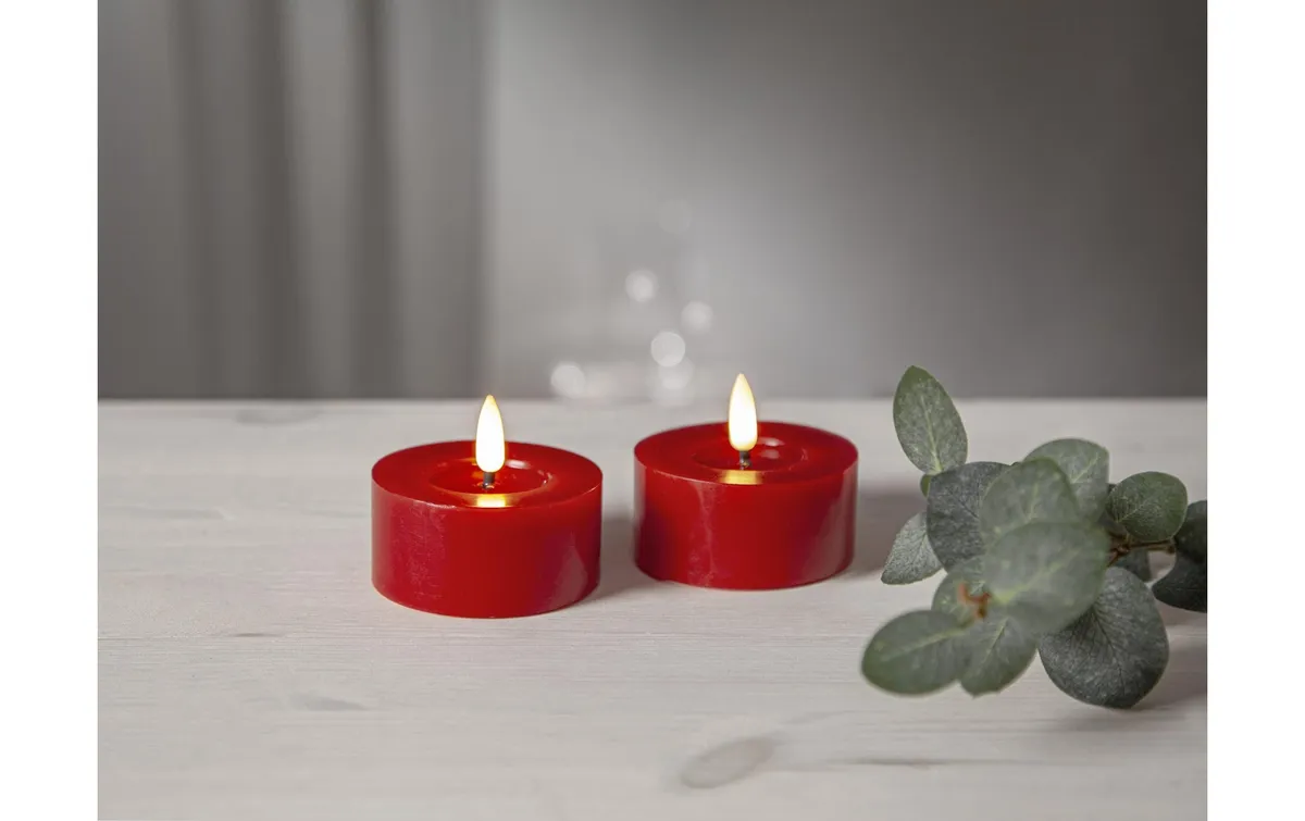 Star Trading LED Teelichter Set Flamme Flow 2 Pack, Rot