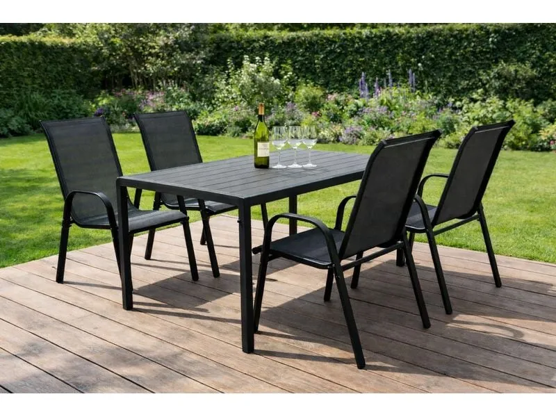 COCON Gartentisch Alice, 150 x 90 x 74 cm, Schwarz/Grau