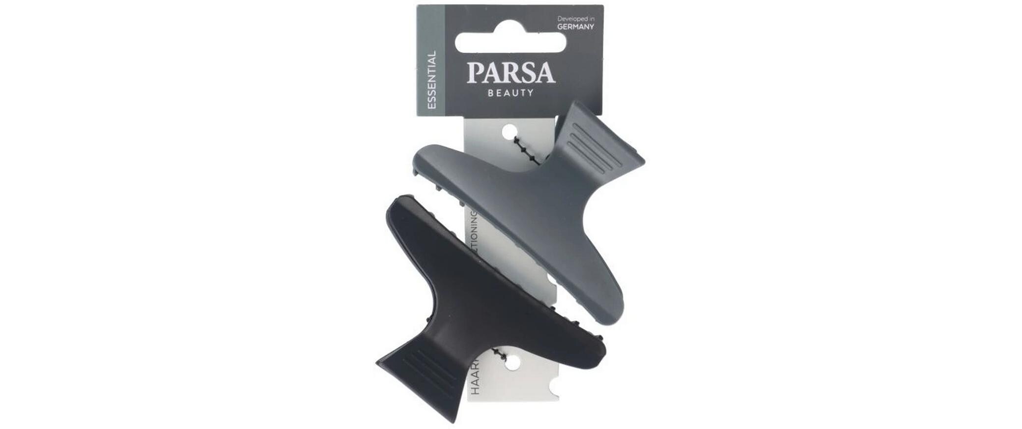 Parsa Beauty Haarabteilklammern, Schwarz/Grau Schwarz/Grau 2 Stück