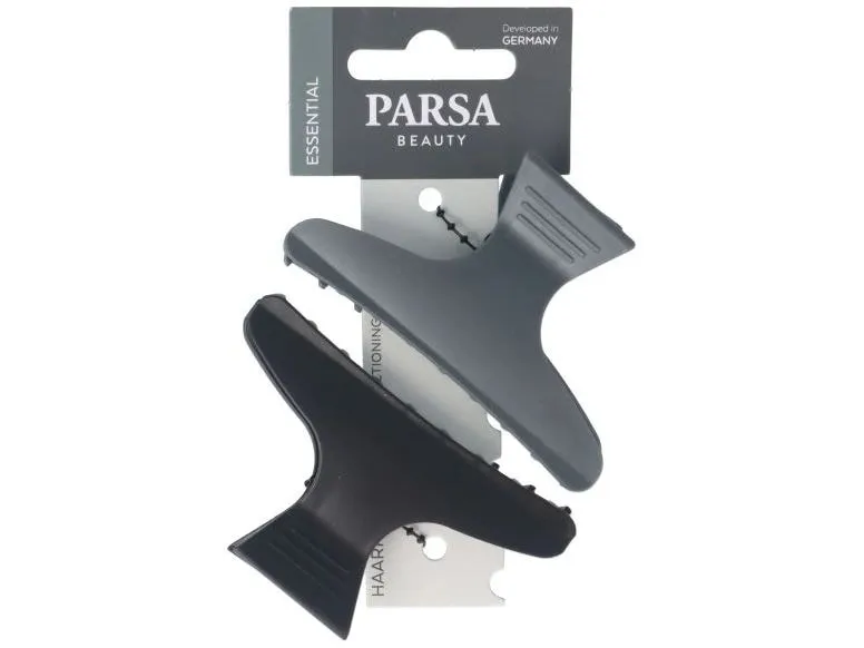 Parsa Beauty Haarabteilklammern, Schwarz/Grau Schwarz/Grau 2 Stück