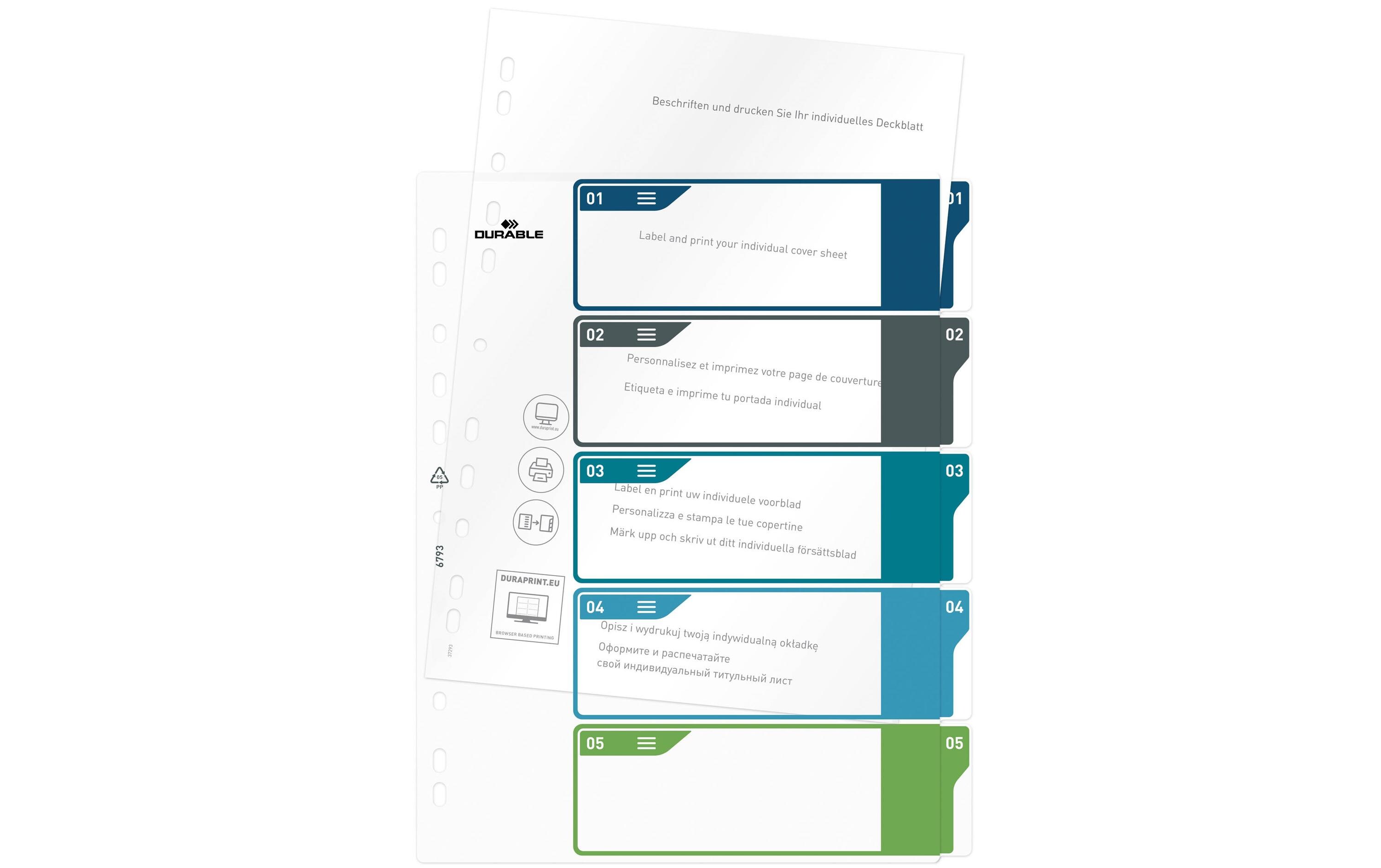 DURABLE Register A4+, 1-5, 5-farbig