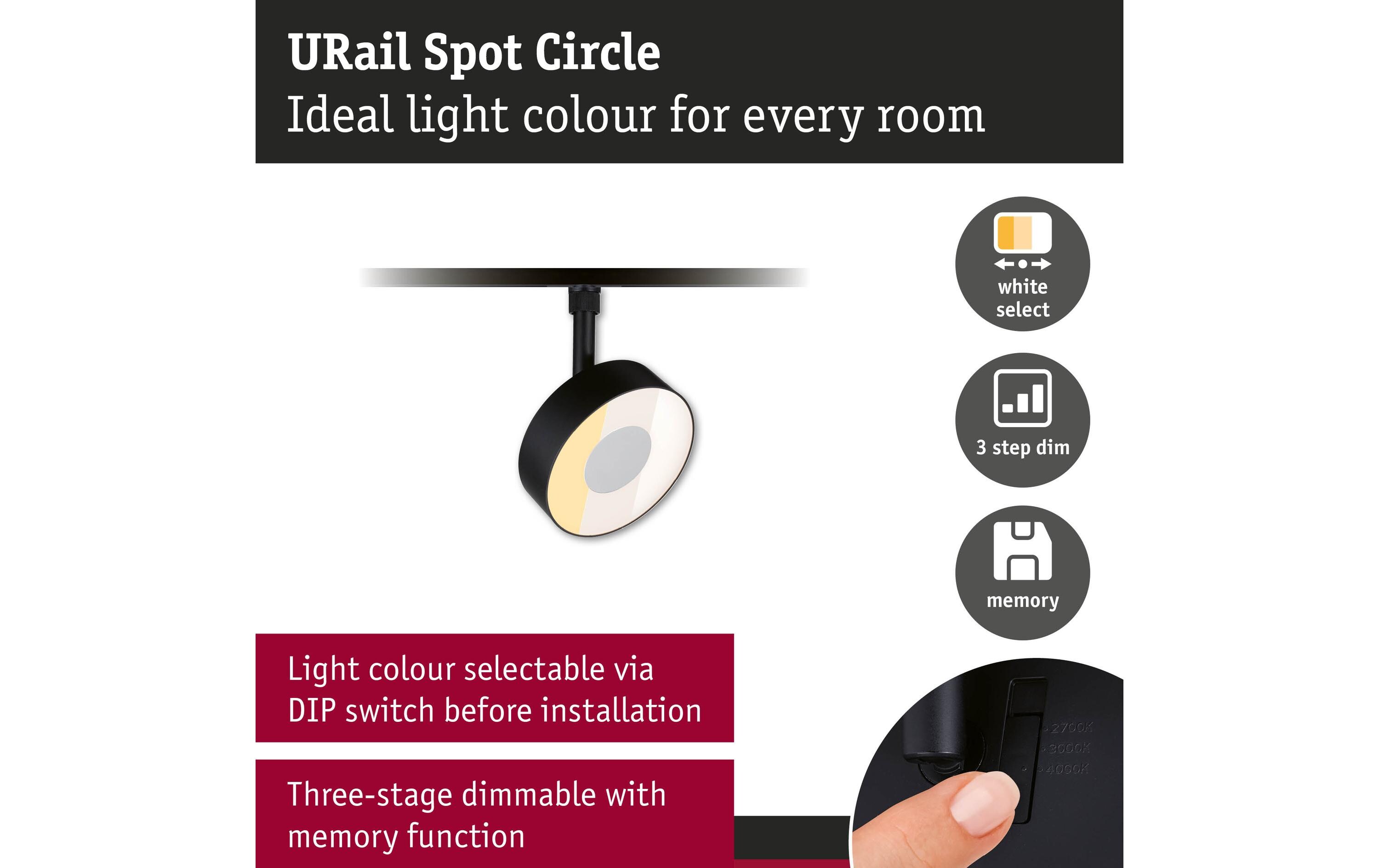 Paulmann URail Schienenspot Circle 3-Step-Dim 230 V Schwarz Paulmann URail Schienenspot Circle 3-Step-Dim 230 V Schwarz