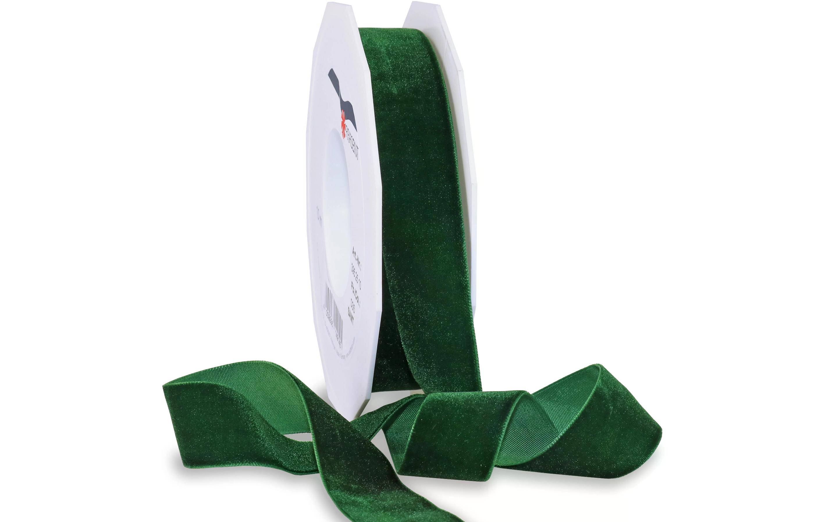 Pattberg Geschenkband Samt 25 mm x 10 m, Dunkelgrün