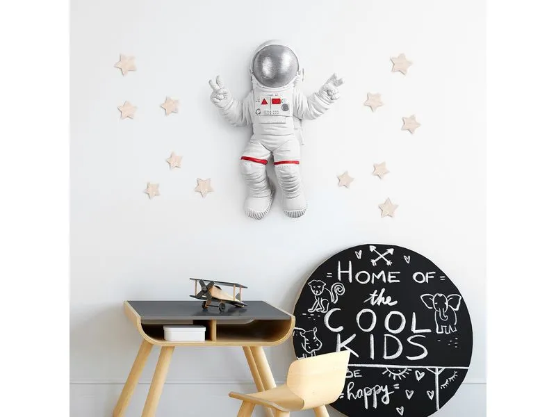 Wallxpert Wanddekoration Astronaut 35 x 48 cm, Silber/Weiss