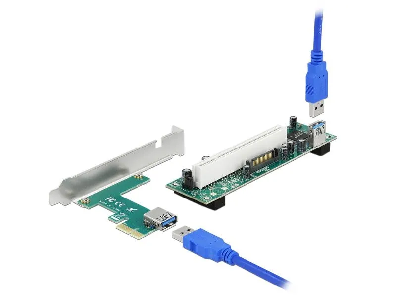 Delock PCI-E Riser Karte x1 zu 1 x PCI 32 Bit Slot mit 60 cm Kabel
