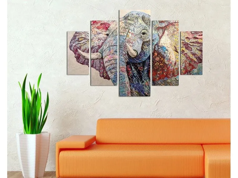 Wallxpert Bild Elefant 5-teilig, 92 x 56 cm Wallxpert Bild Elefant 5-teilig, 92 x 56 cm
