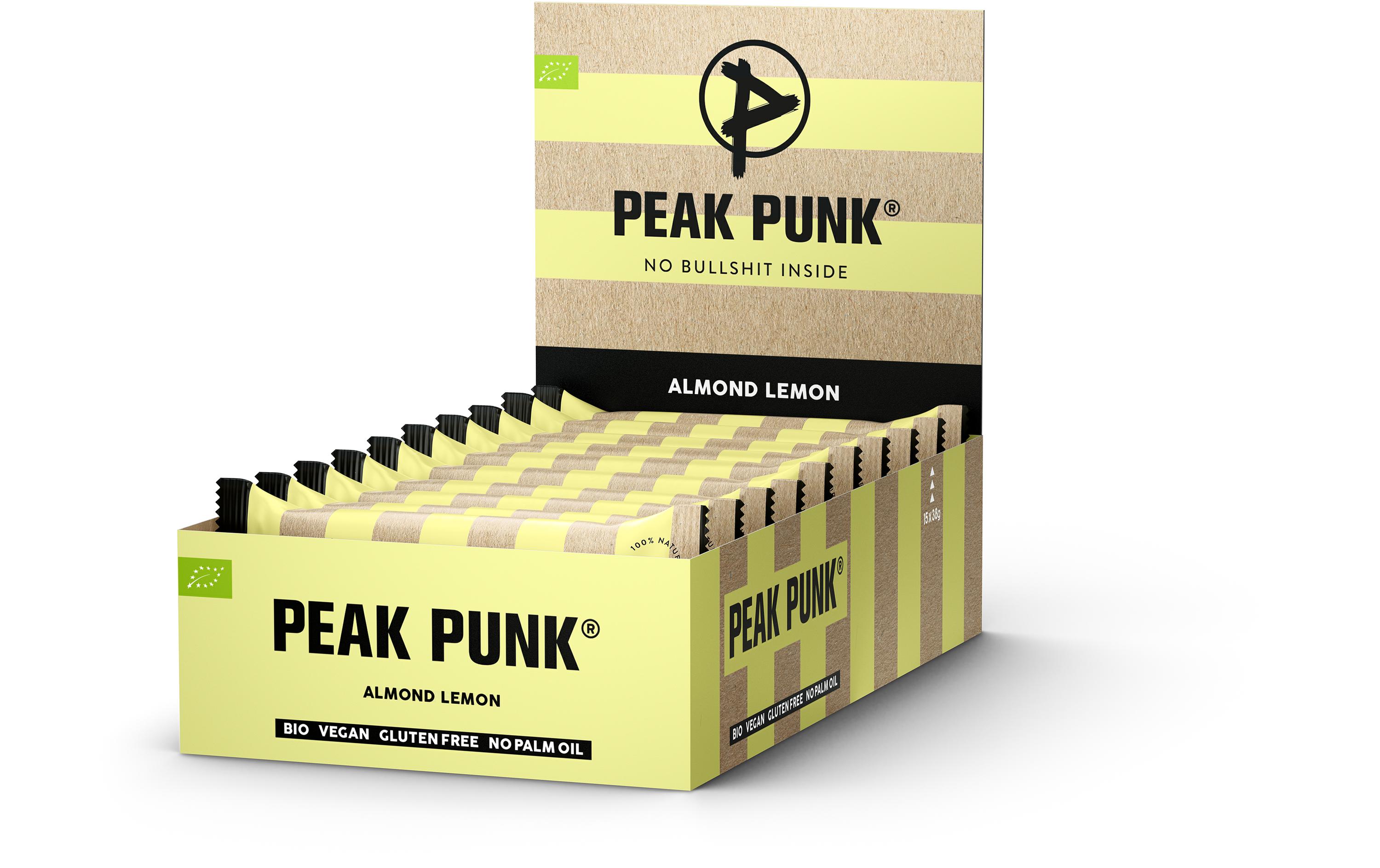 PEAK PUNK Riegel Bio Energy Bar – Almond Lemon 15 x 38 g