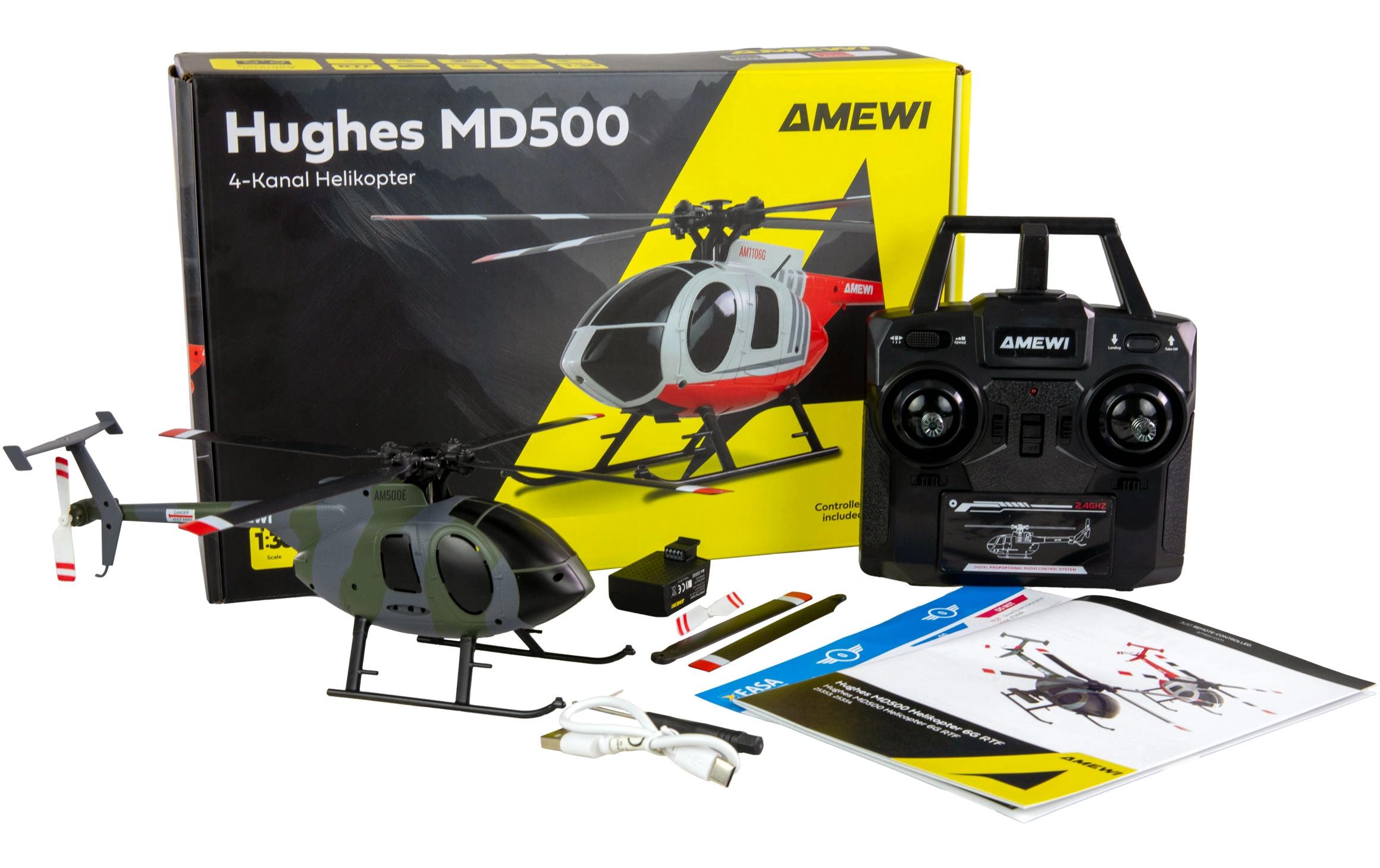 Amewi Helikopter Hughes MD500 Militär 4-Kanal 6G RTF Amewi Helikopter Hughes MD500 Militär 4-Kanal 6G RTF