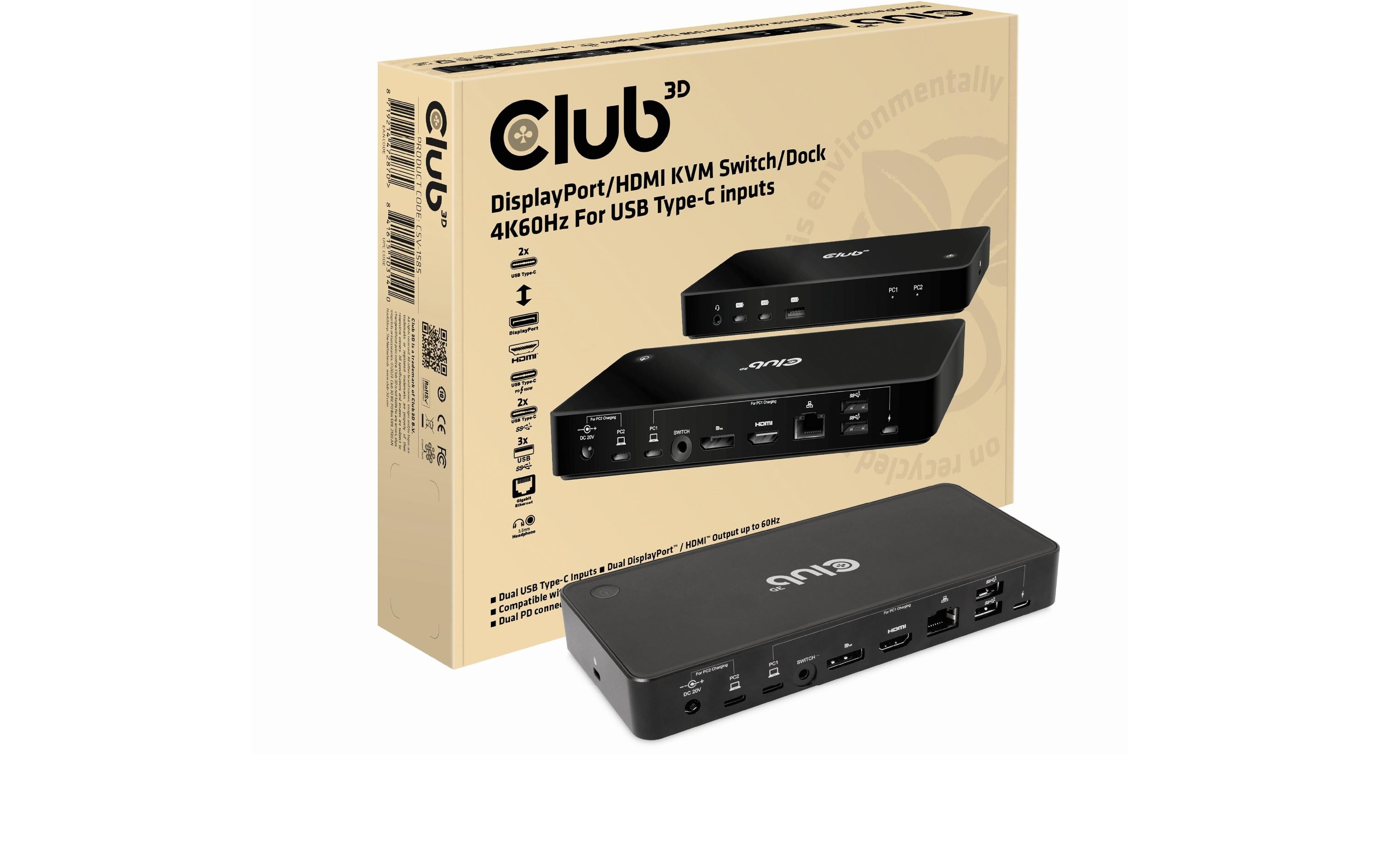 Club 3D Dockingstation CSV-1585 DisplayPort/HDMI KVM Club 3D Dockingstation CSV-1585 DisplayPort/HDMI KVM