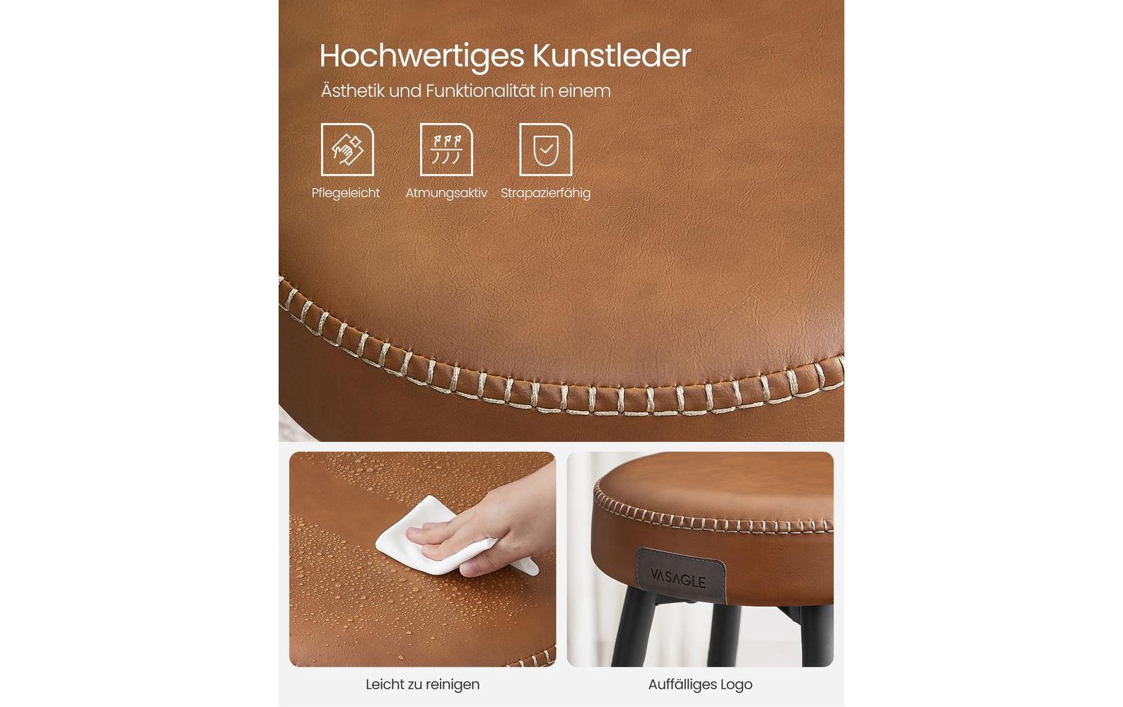 VASAGLE Barhocker 2 Stück 51.6 x 76.2 cm, Braun/Schwarz