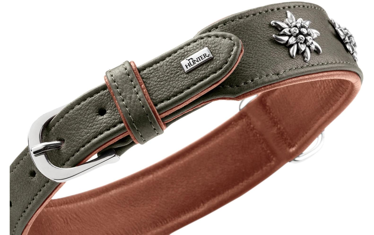 Hunter Halsband München 55/M, Rindsleder, Grün/Cognac
