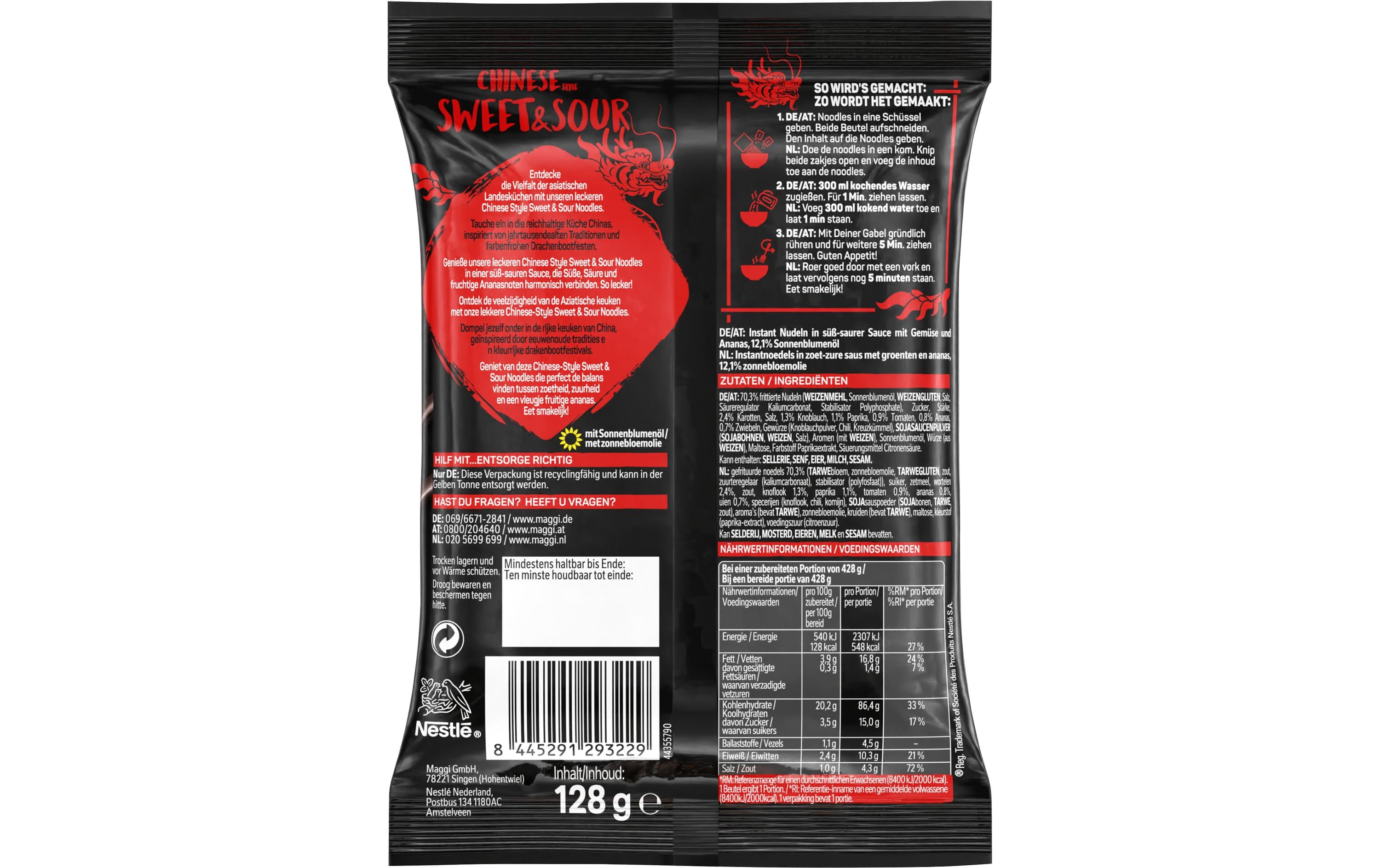 Maggi Magic Asia Noodles Chinese Sweet & Sour 128 g Maggi Magic Asia Noodles Chinese Sweet & Sour 128 g