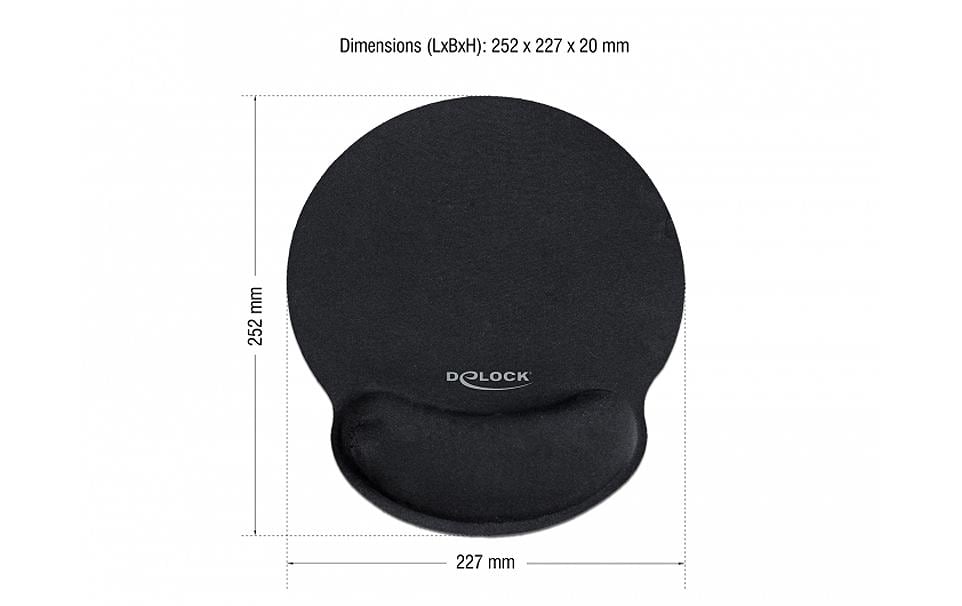 Delock Ergonomische Mausmatte mit Handballenauflage Schwarz