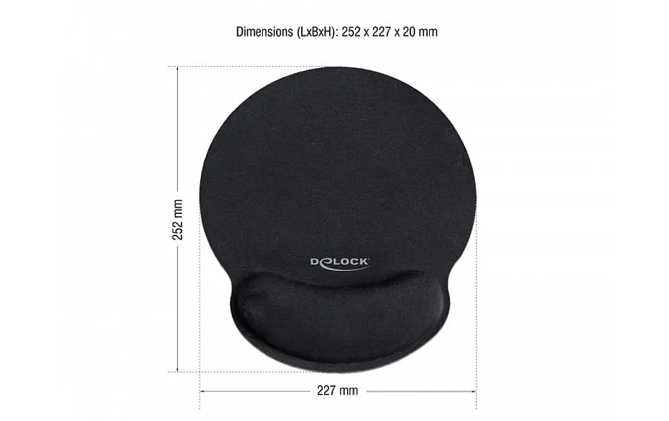 Delock Ergonomische Mausmatte mit Handballenauflage Schwarz