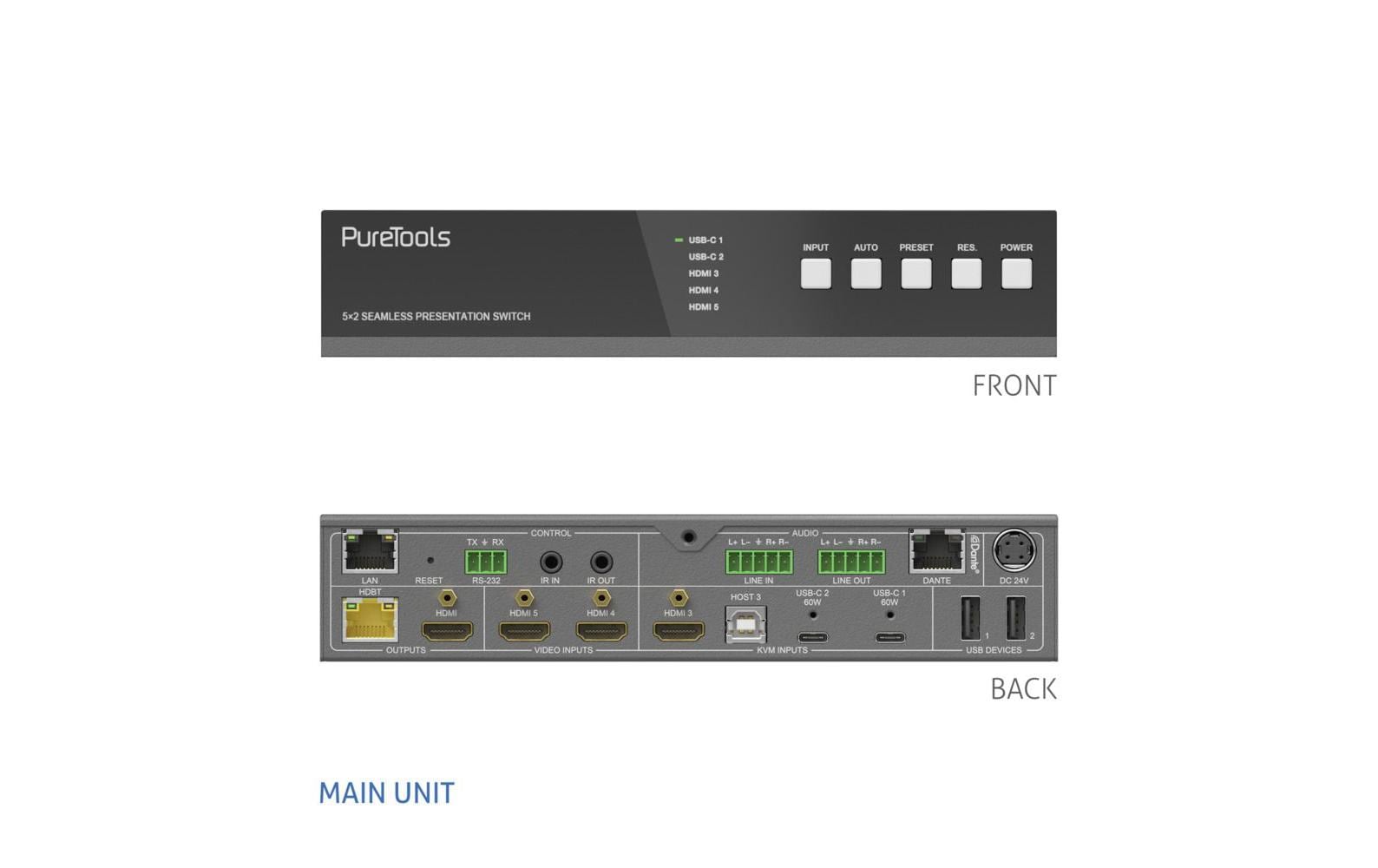 PureTools Switcher PT-PSW-52KVM 4K (60 Hz 4:4:4) PureTools Switcher PT-PSW-52KVM 4K (60 Hz 4:4:4)