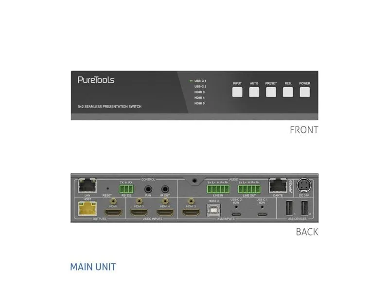 PureTools Switcher PT-PSW-52KVM 4K (60 Hz 4:4:4) PureTools Switcher PT-PSW-52KVM 4K (60 Hz 4:4:4)