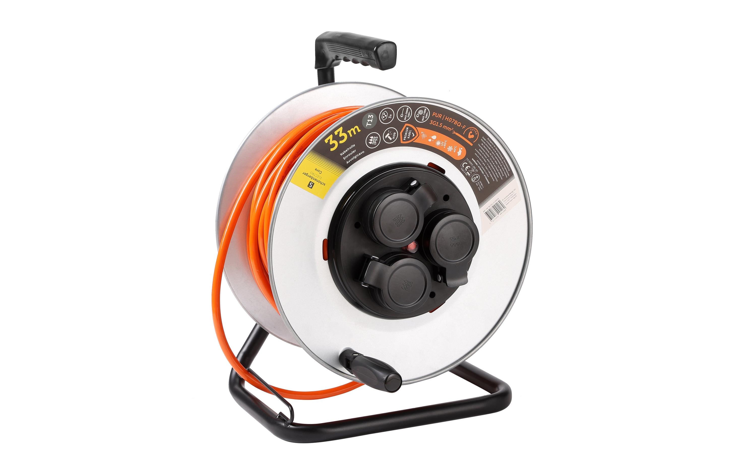 Schönenberger Kabelrolle Metall T13 IP55 33m 3 x T13 Schönenberger Kabelrolle Metall T13 IP55 33m 3 x T13