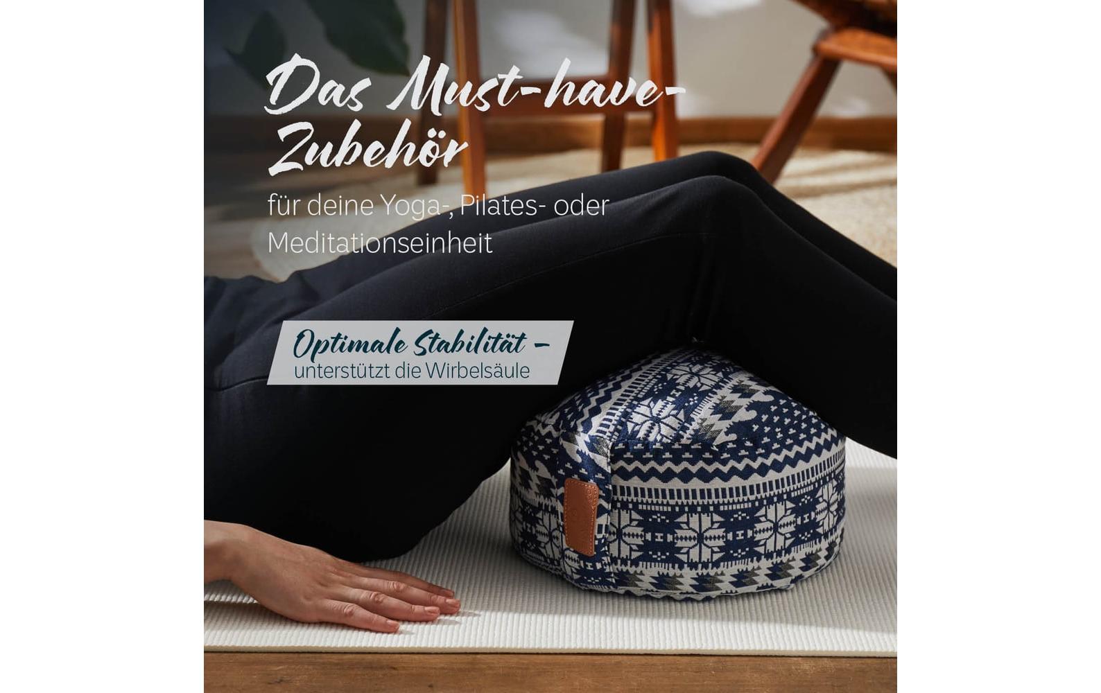 DoYourYoga Yoga-Kissen Vishnu Dinkelspelz, Blau/Weiss