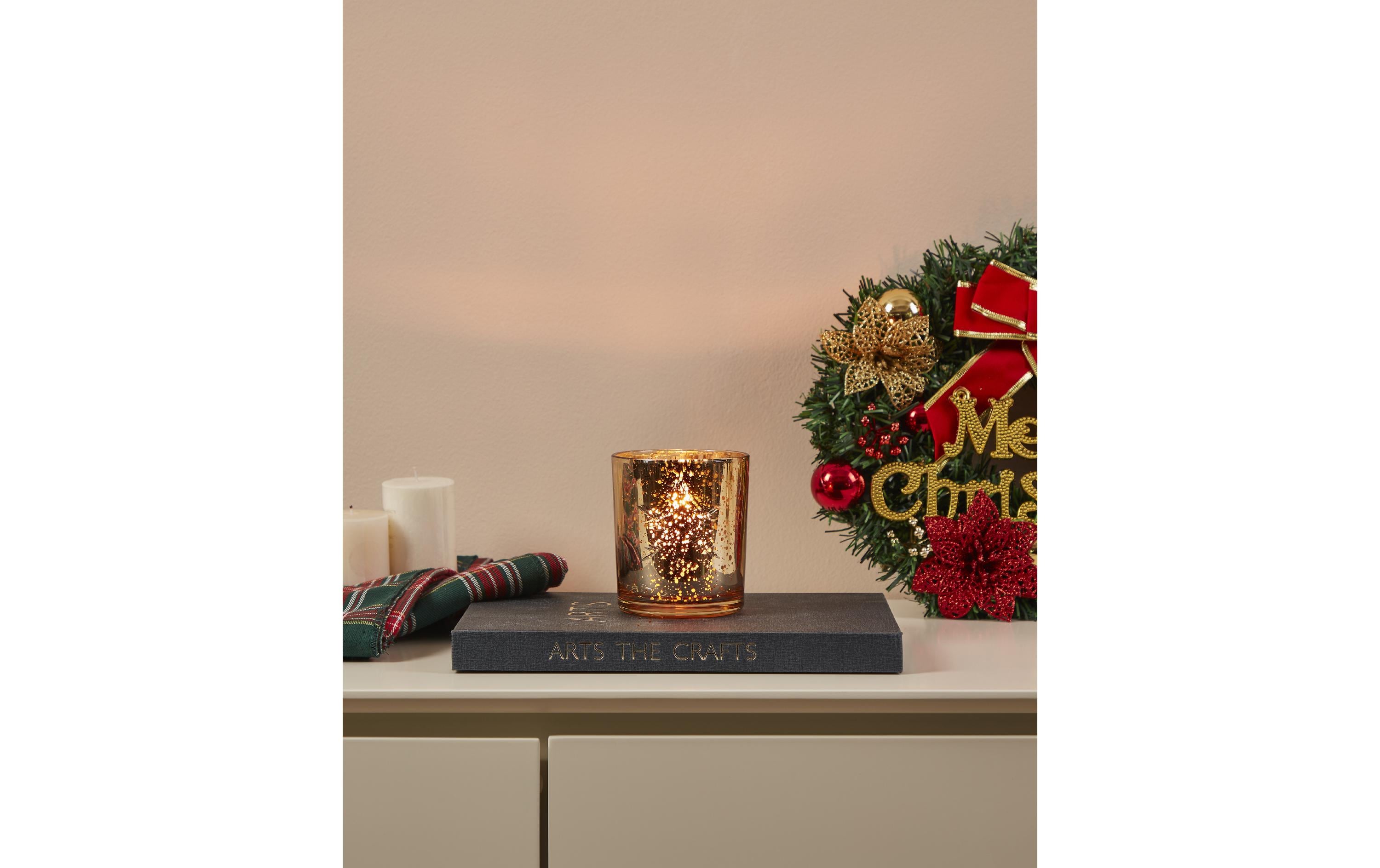 EGLO Teelichthalter Scheeflocke Lukut 10 cm Gold, Glas