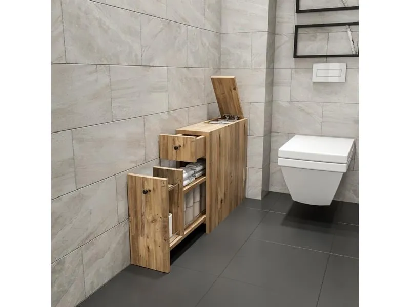 Woody Fashion Badezimmerregal Calencia 19 x 55 x 60 cm, Nature Woody Fashion Badezimmerregal Calencia 19 x 55 x 60 cm, Nature