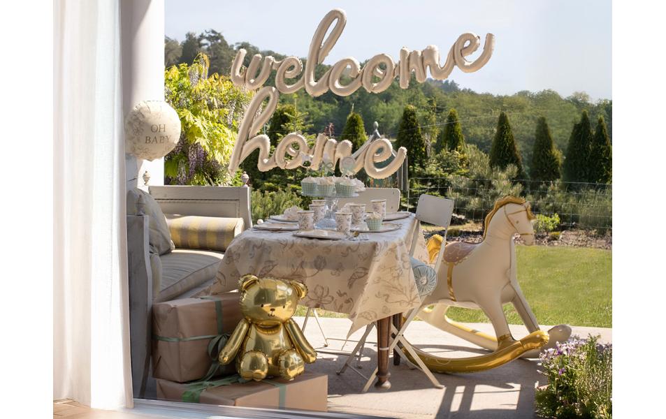 Partydeco Folienballon Bär, Gold, 38 x 42 cm, 1 Stück