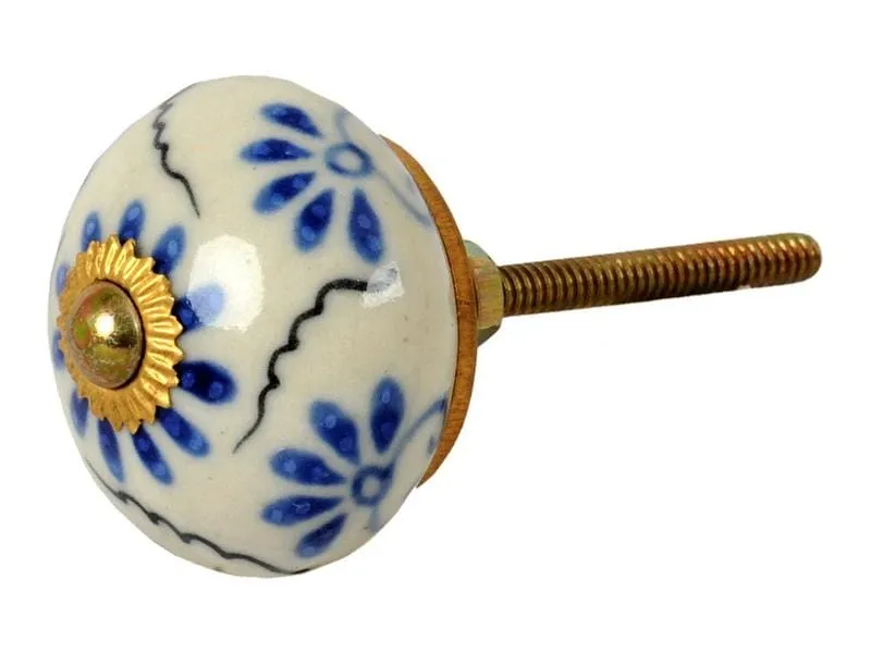 Tranquillo Möbelgriff handgemacht, Ø 4 cm, Weiss/Gold Tranquillo Möbelgriff handgemacht, Ø 4 cm, Weiss/Gold