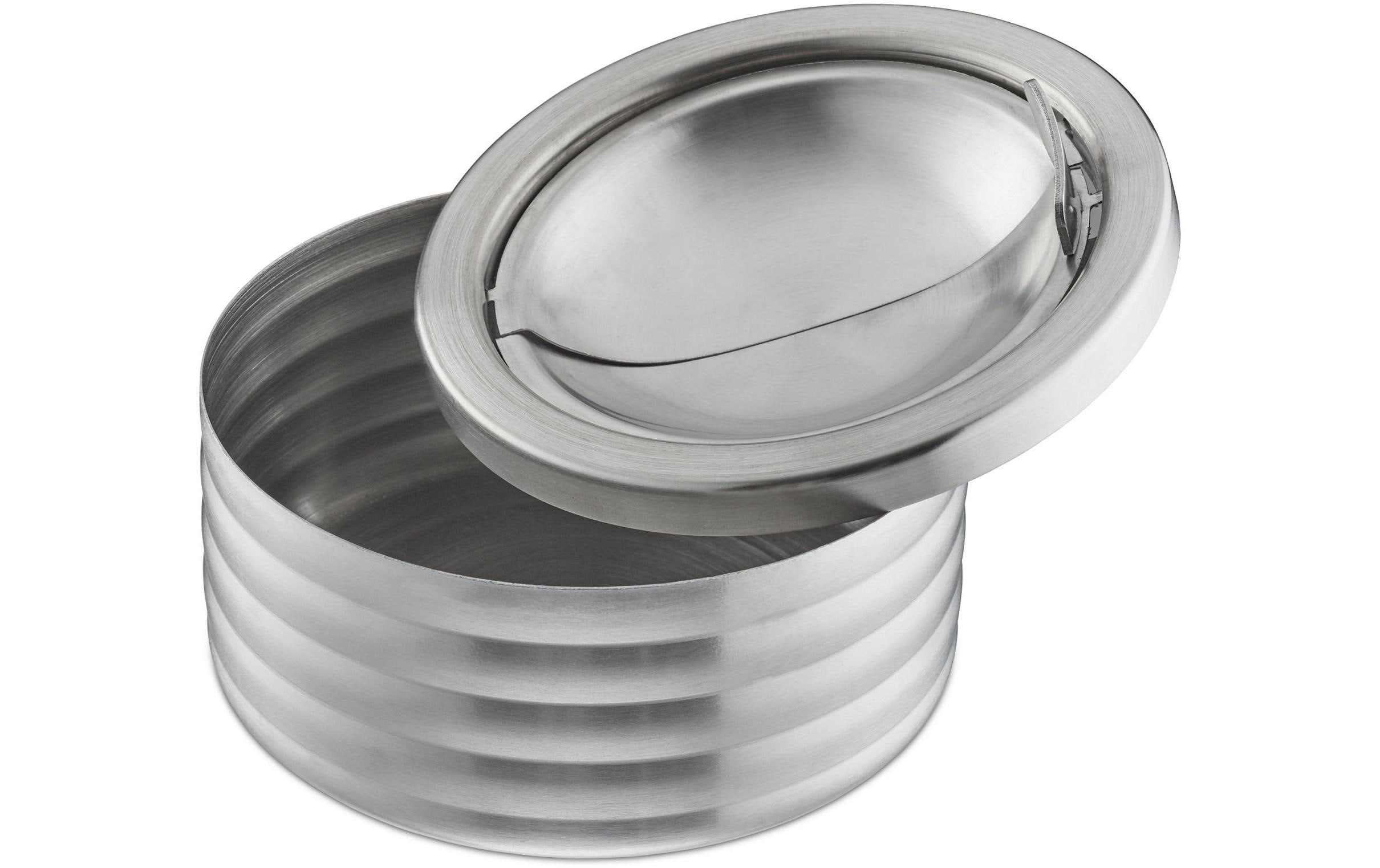 relaxdays Aschenbecher mit Deckel Silber