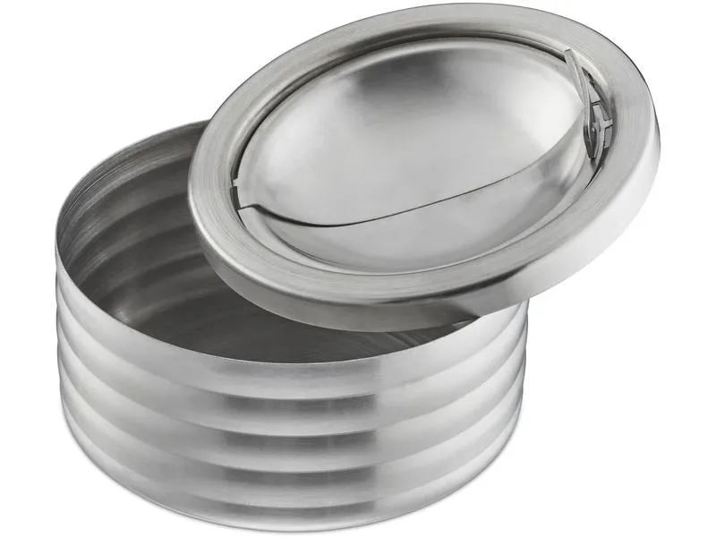 relaxdays Aschenbecher mit Deckel Silber