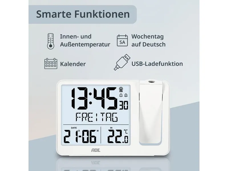 ADE Funkuhr digital Weiss ADE Funkuhr digital Weiss
