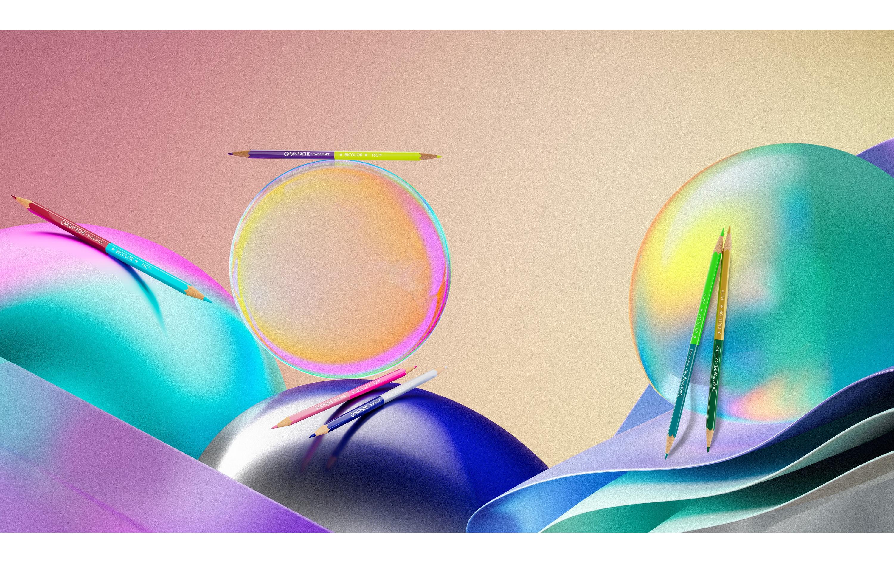 Caran d'Ache Farbstifte Bicolor Claim Your Style 5, 12 Farben, 6 Stifte