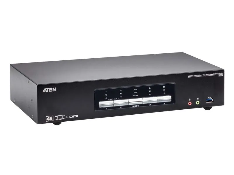 Aten Aten KVM-Switch 4/3-fach Audio/DP/USB, Dual-Port, Display Port, Dreifach-Display