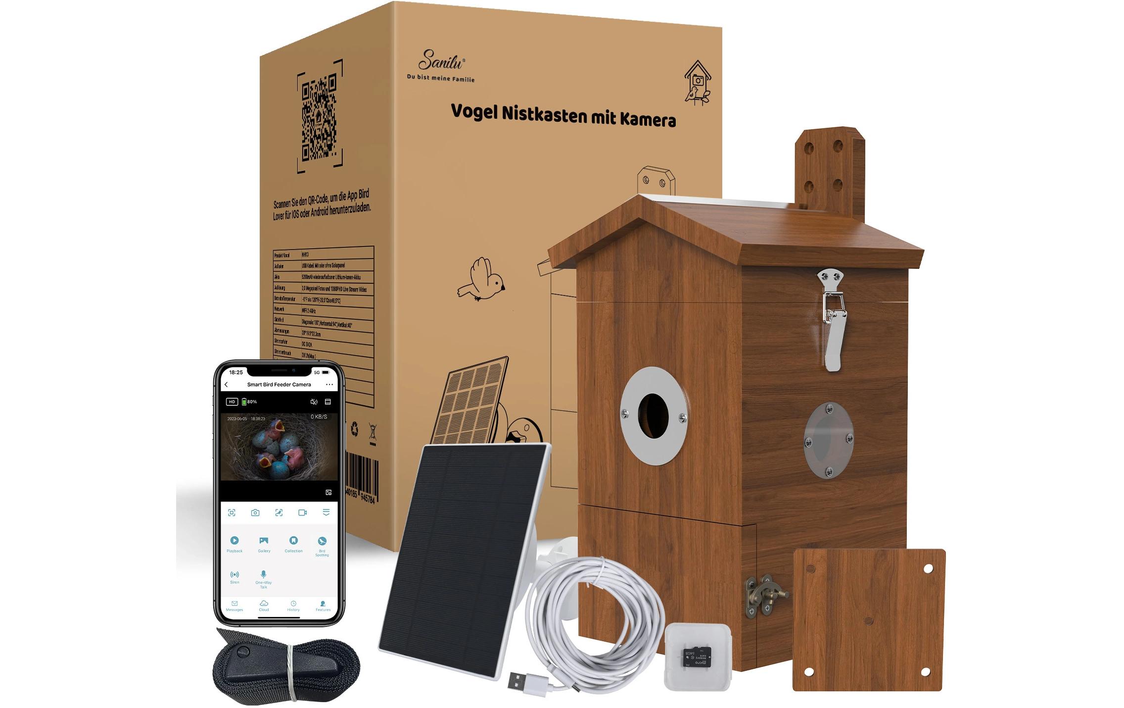 Sanilu Vogel Nistkasten mit Kamera und Solarpanel Sanilu Vogel Nistkasten mit Kamera und Solarpanel