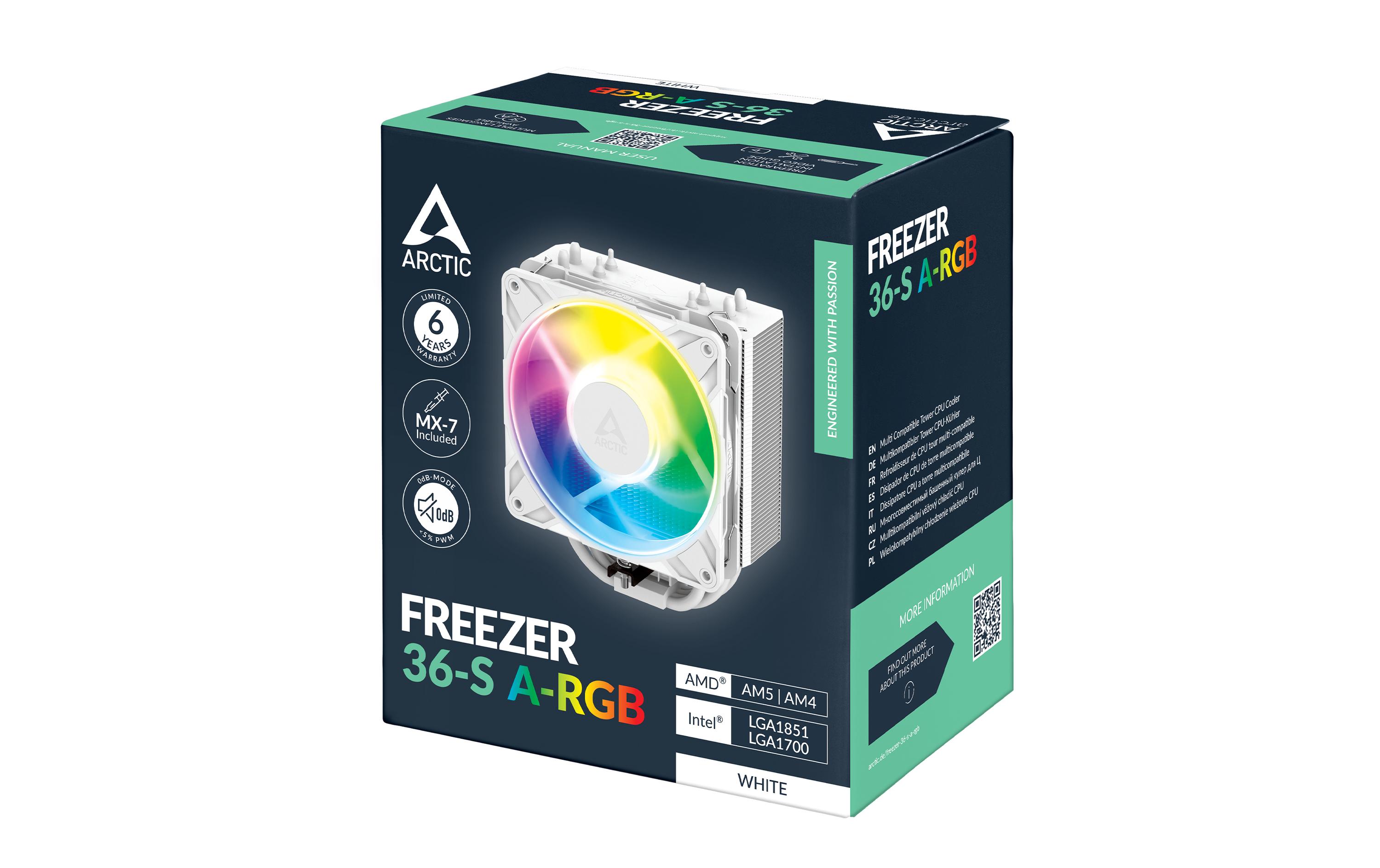 Arctic Cooling Freezer 36-S A-RGB, 12 cm, Weiss