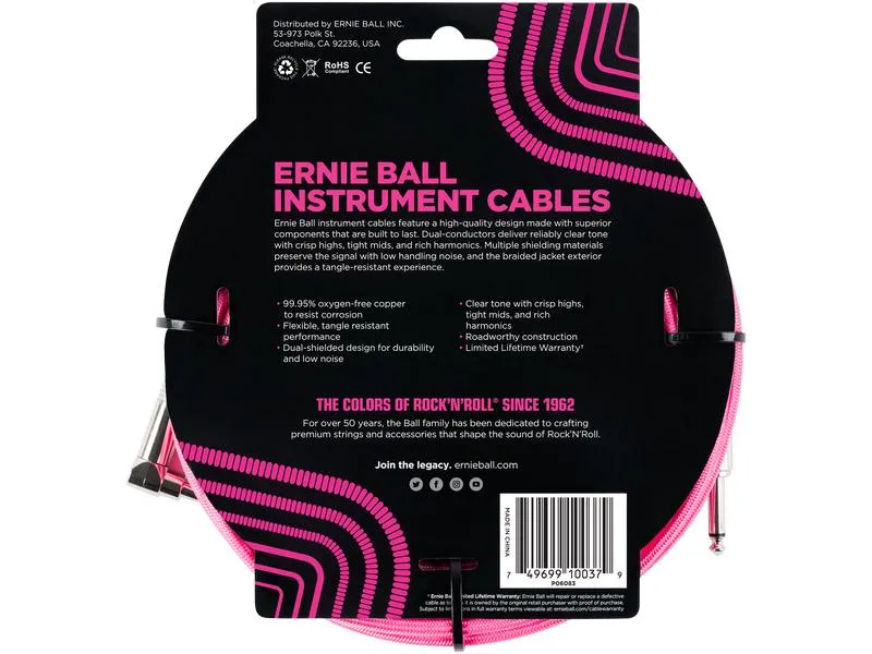 Ernie Ball Instrumentenkabel 6083 – 5.49 m, Neonpink Ernie Ball Instrumentenkabel 6083 – 5.49 m, Neonpink