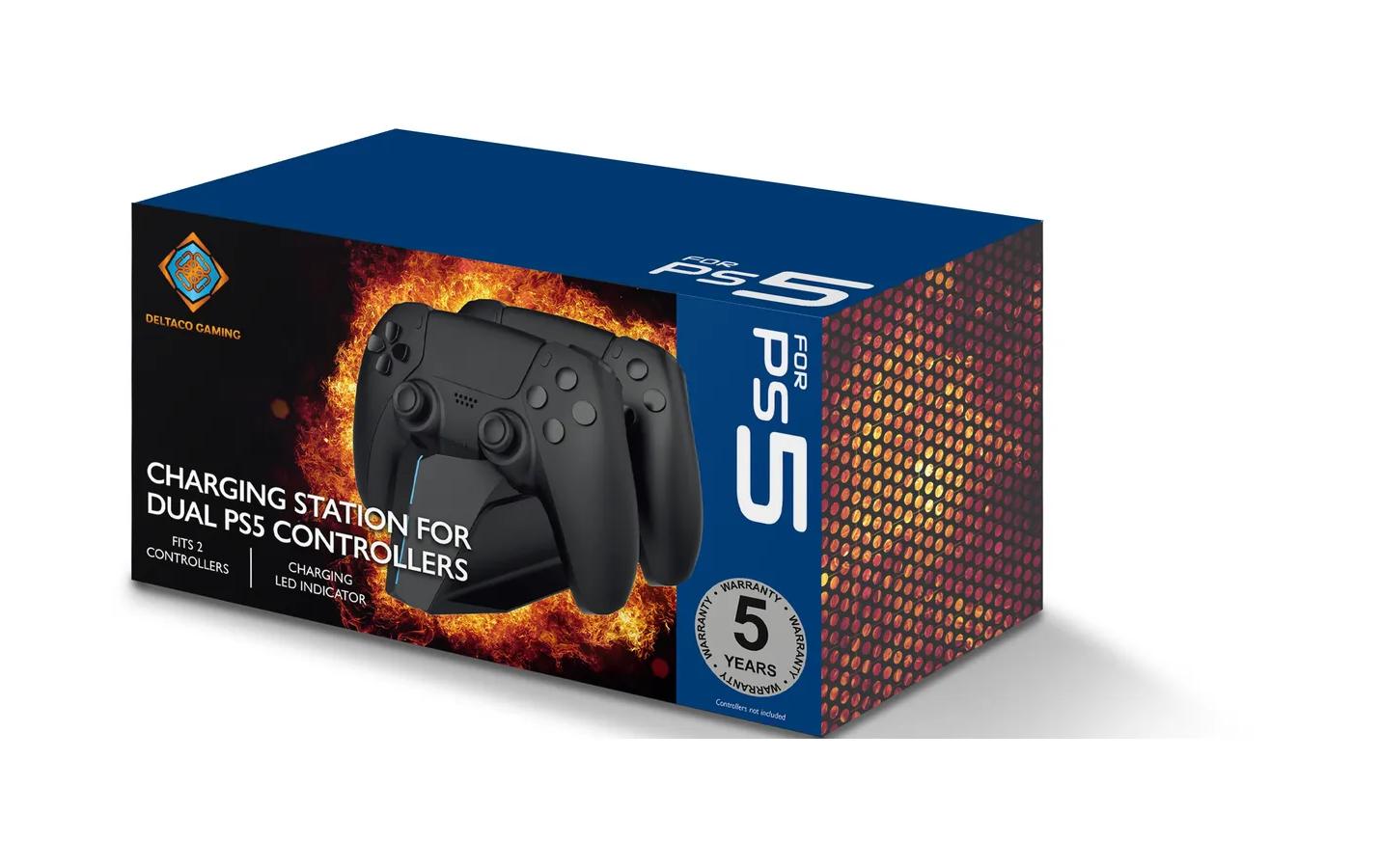 DELTACO Ladestation Dual Charger PS5 Schwarz