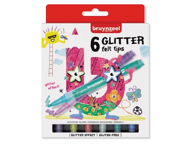 Bruynzeel Filzstift Glitzer für Kinder, 6 Stück Bruynzeel Filzstift Glitzer für Kinder, 6 Stück