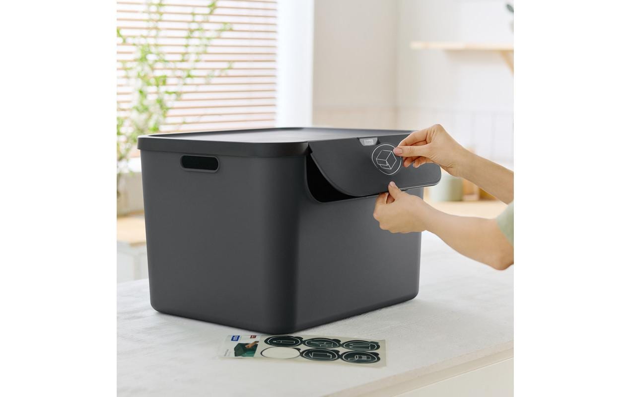 Rotho Recyclingbehälter ALBULA 2 tlg. 110 l, Blau/Anthrazit