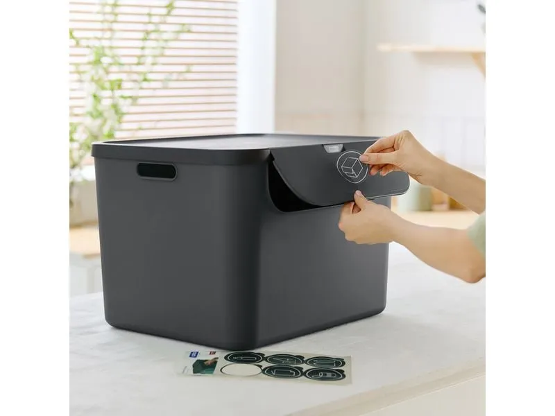 Rotho Recyclingbehälter ALBULA 2 tlg. 110 l, Anthrazit
