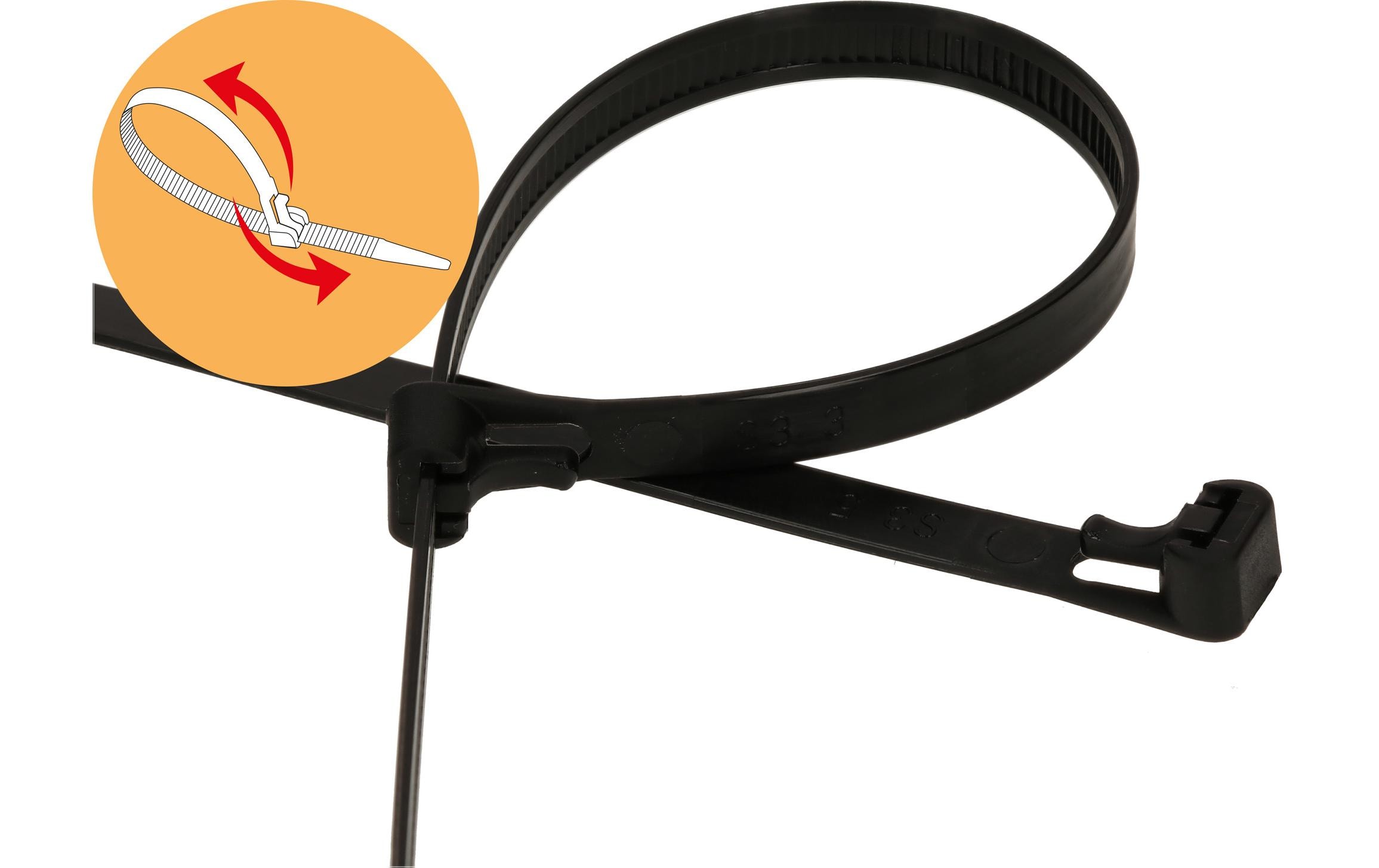 Max Hauri Kabelbinder 20 Stück Schwarz 300 mm x 7.5 mm