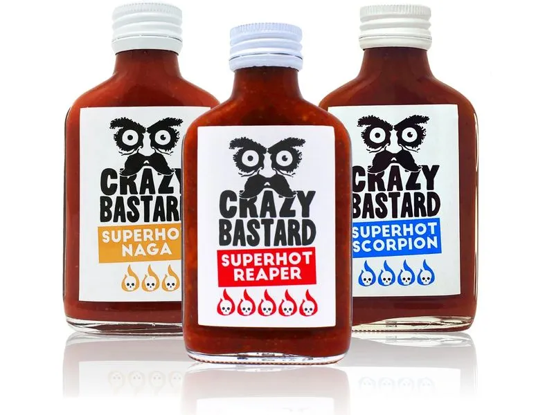 Crazy Bastard Sauce Sauce Superhot Set 3 x 100 ml Crazy Bastard Sauce Sauce Superhot Set 3 x 100 ml