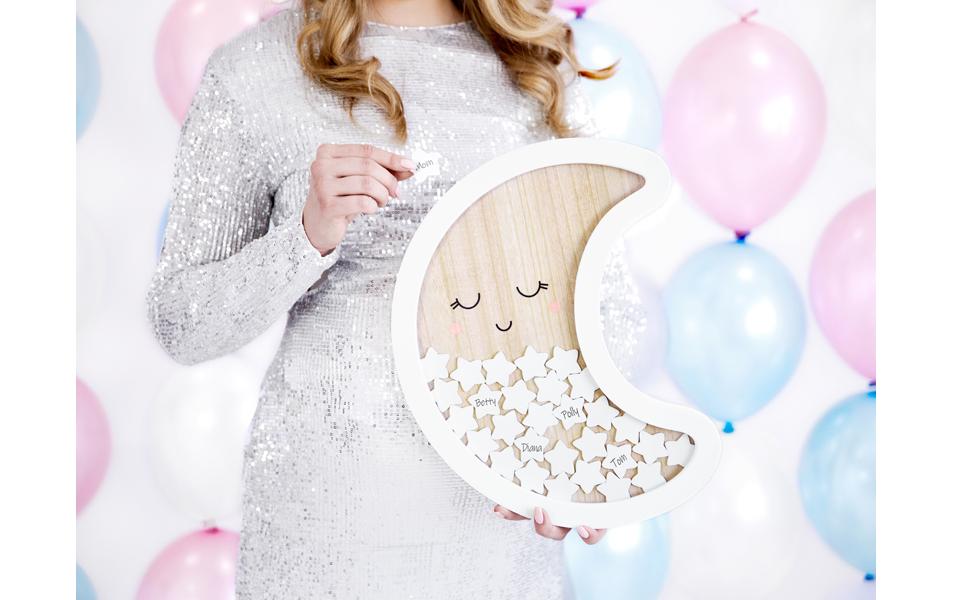 Partydeco Gästebuch Mond Weiss